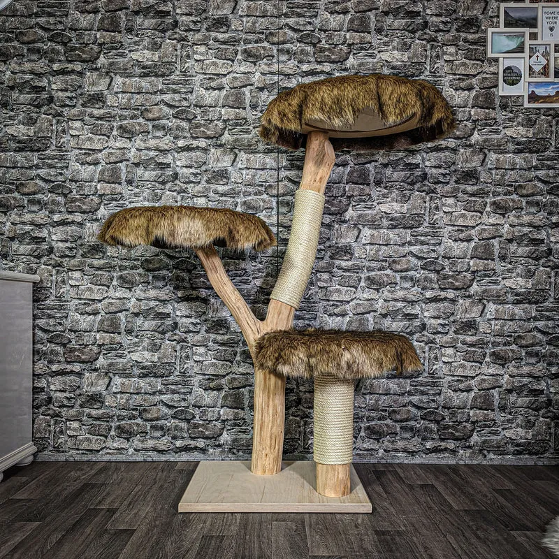 Naturkratzbaum 137 cm hoch Kratzbaum Natur Holz Design 2722 Katzenbaum