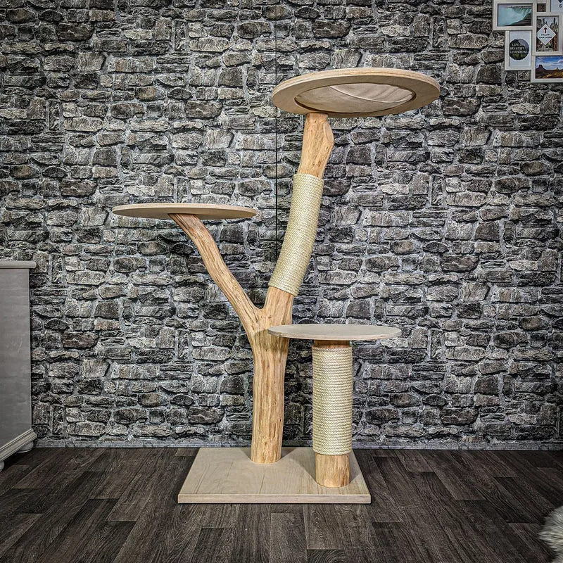 Naturkratzbaum 137 cm hoch Kratzbaum Natur Holz Design 2722 Katzenbaum