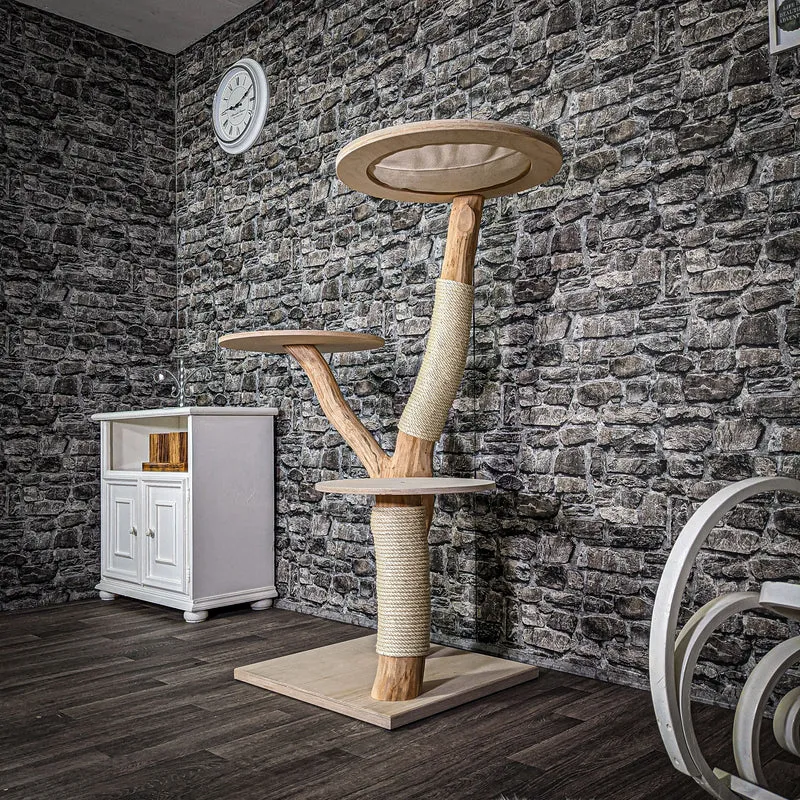 Naturkratzbaum 137 cm hoch Kratzbaum Natur Holz Design 2722 Katzenbaum