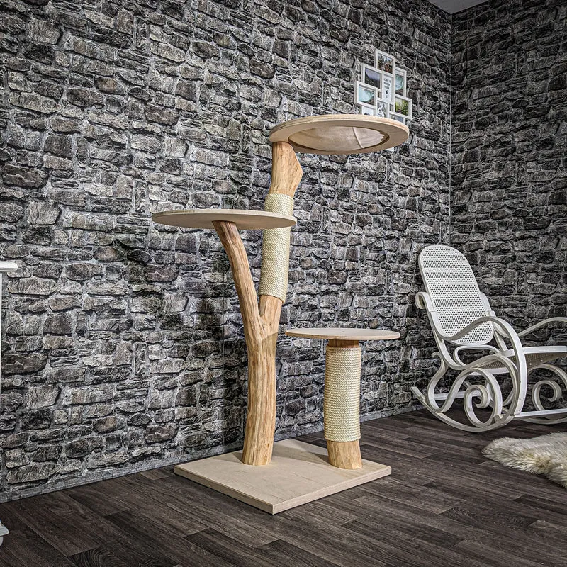 Naturkratzbaum 137 cm hoch Kratzbaum Natur Holz Design 2722 Katzenbaum