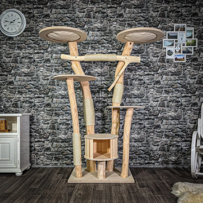 Naturkratzbaum 176 cm hoch Kratzbaum Natur Holz Design 2718 Katzenbaum