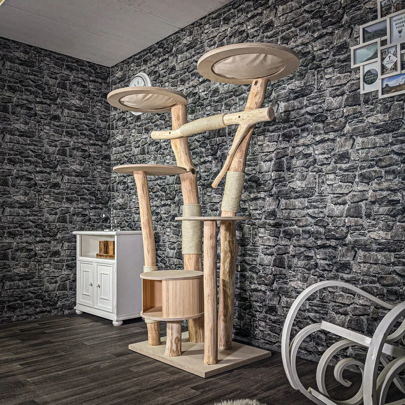 Naturkratzbaum 176 cm hoch Kratzbaum Natur Holz Design 2718 Katzenbaum