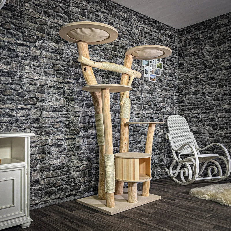 Naturkratzbaum 176 cm hoch Kratzbaum Natur Holz Design 2718 Katzenbaum