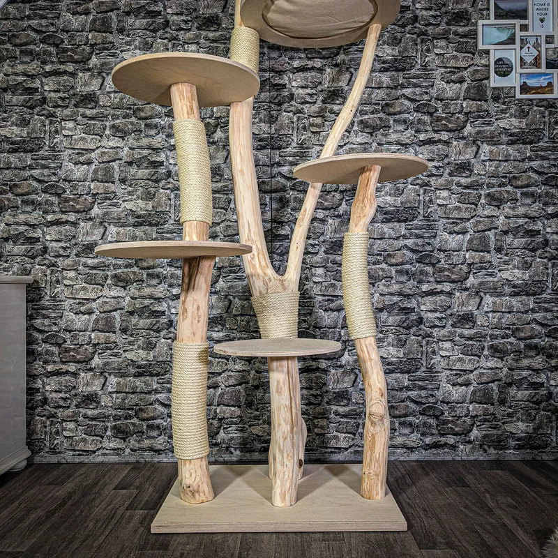 Naturkratzbaum 200 cm hoch Kratzbaum Natur Holz Design 2716 Katzenbaum