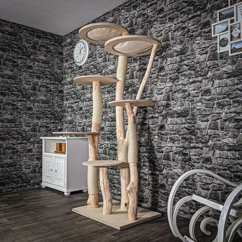 Naturkratzbaum 200 cm hoch Kratzbaum Natur Holz Design 2716 Katzenbaum