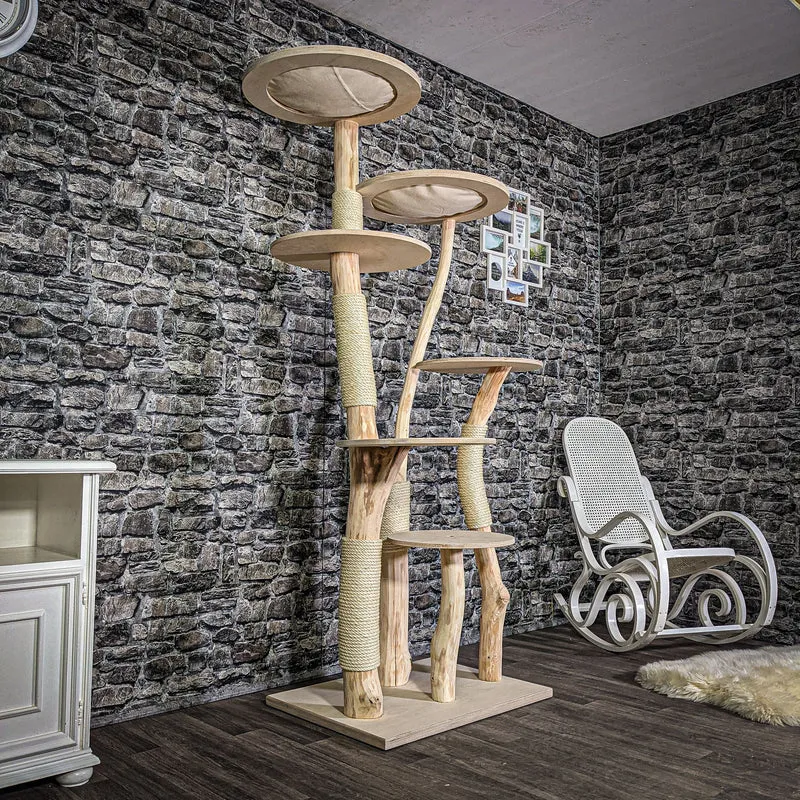 Naturkratzbaum 200 cm hoch Kratzbaum Natur Holz Design 2716 Katzenbaum
