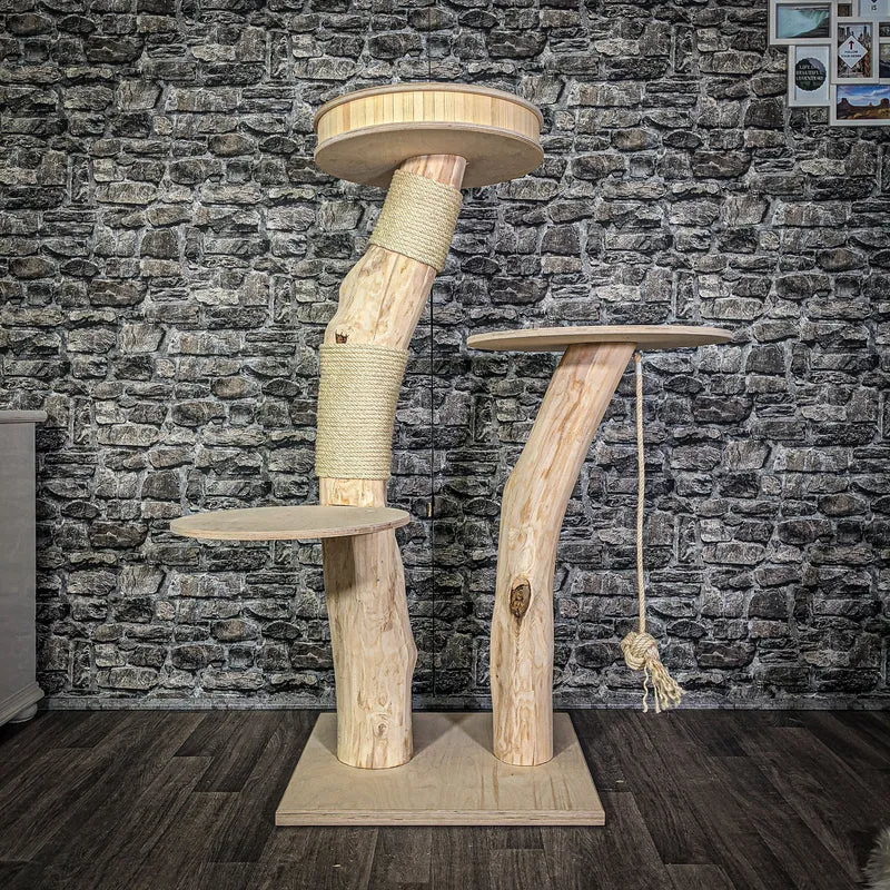 Naturkratzbaum 142 cm hoch Kratzbaum Natur Holz Design 2710 Katzenbaum