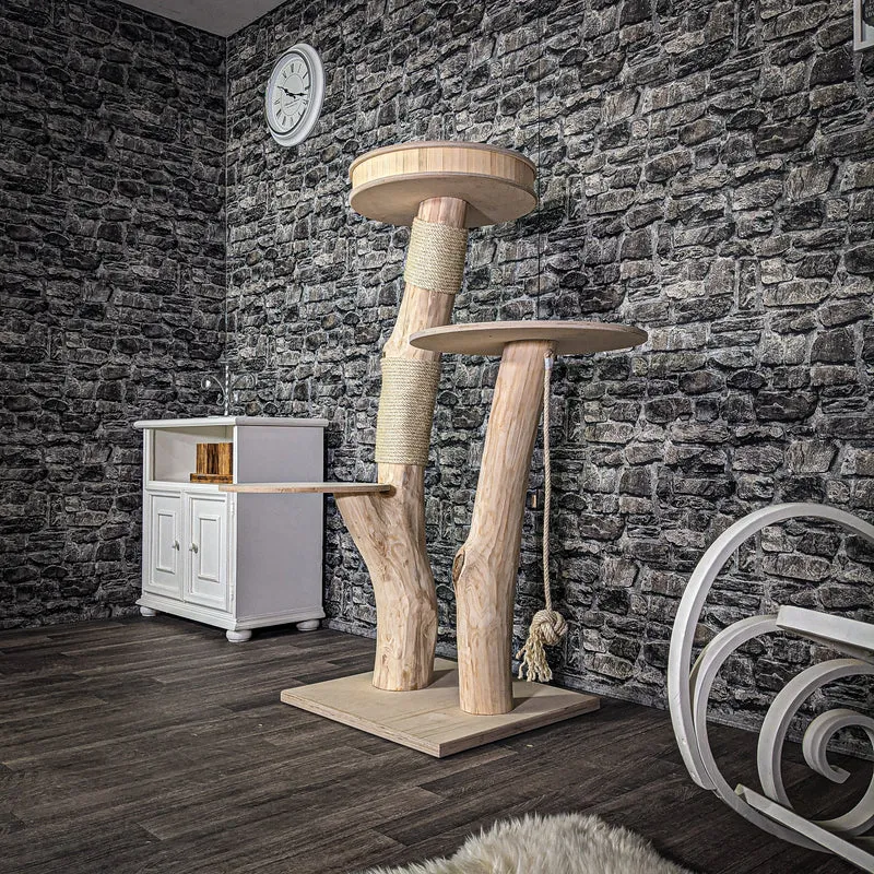 Naturkratzbaum 142 cm hoch Kratzbaum Natur Holz Design 2710 Katzenbaum