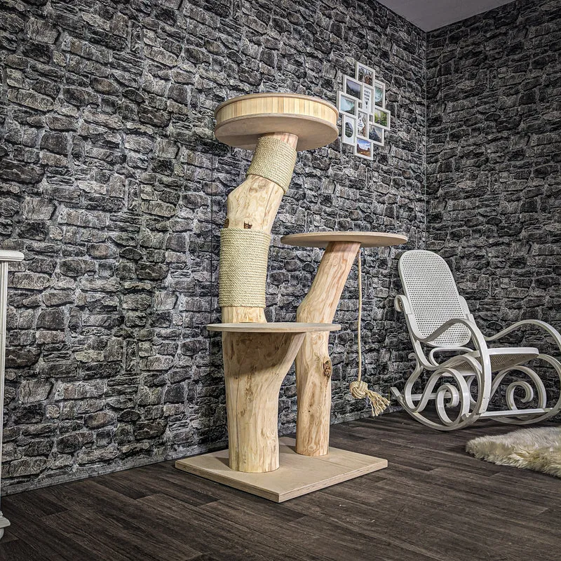 Naturkratzbaum 142 cm hoch Kratzbaum Natur Holz Design 2710 Katzenbaum