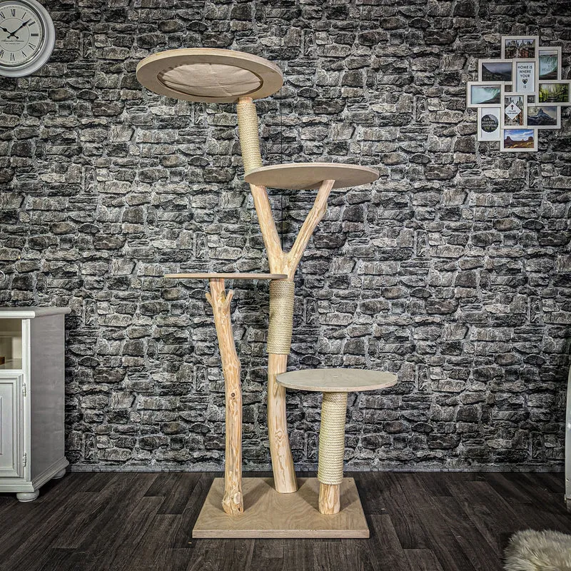 Naturkratzbaum 173 cm - ÄNDERUNGEN BEACHTEN - hoch Kratzbaum Natur Holz Design 2709 Katzenbaum
