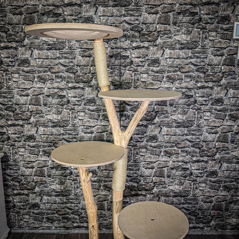 Naturkratzbaum 173 cm - ÄNDERUNGEN BEACHTEN - hoch Kratzbaum Natur Holz Design 2709 Katzenbaum