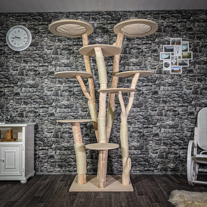 Naturkratzbaum 205 cm hoch Kratzbaum Natur Holz Design 2707 Katzenbaum