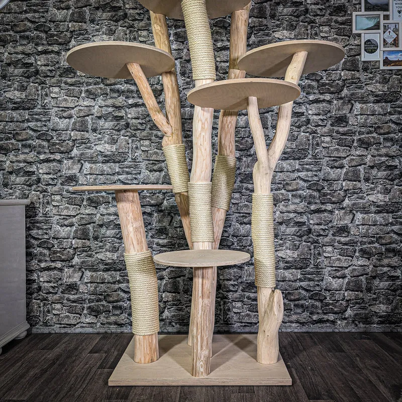 Naturkratzbaum 205 cm hoch Kratzbaum Natur Holz Design 2707 Katzenbaum