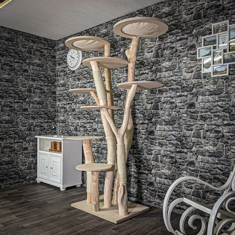 Naturkratzbaum 205 cm hoch Kratzbaum Natur Holz Design 2707 Katzenbaum