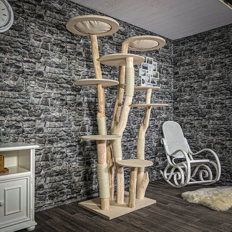 Naturkratzbaum 205 cm hoch Kratzbaum Natur Holz Design 2707 Katzenbaum