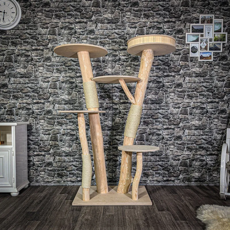 Naturkratzbaum 163 cm hoch Kratzbaum Natur Holz Design 2706 Katzenbaum