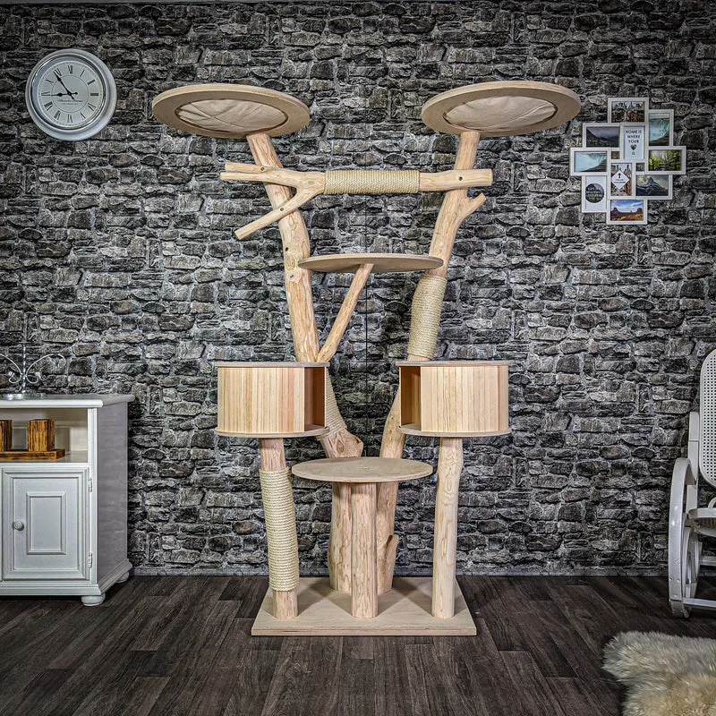 Naturkratzbaum 187 cm hoch Kratzbaum Natur Holz Design 2704 Katzenbaum