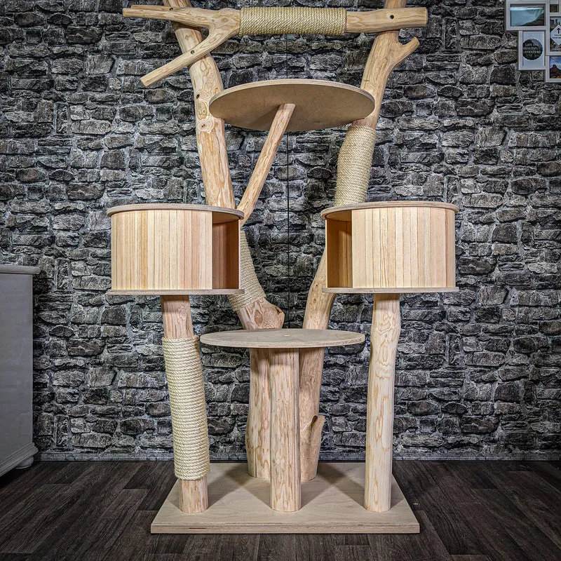Naturkratzbaum 187 cm hoch Kratzbaum Natur Holz Design 2704 Katzenbaum