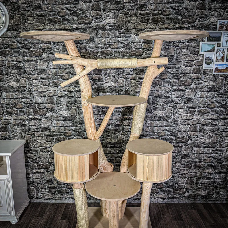 Naturkratzbaum 187 cm hoch Kratzbaum Natur Holz Design 2704 Katzenbaum