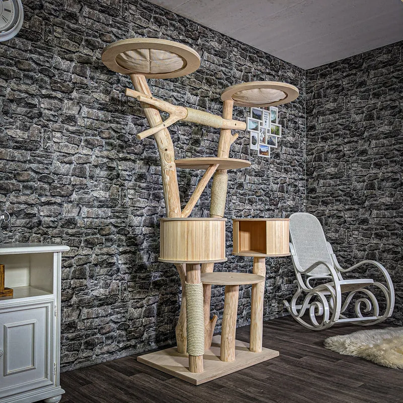 Naturkratzbaum 187 cm hoch Kratzbaum Natur Holz Design 2704 Katzenbaum