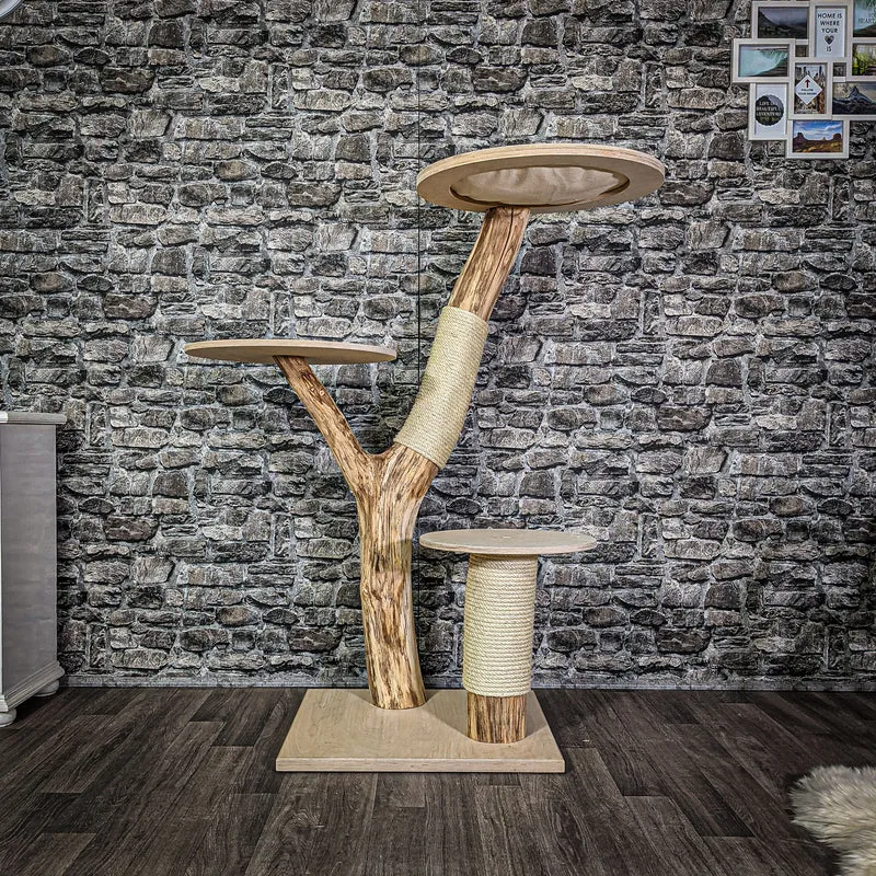Naturkratzbaum 134 cm hoch Kratzbaum Natur Holz Design 2702 Katzenbaum