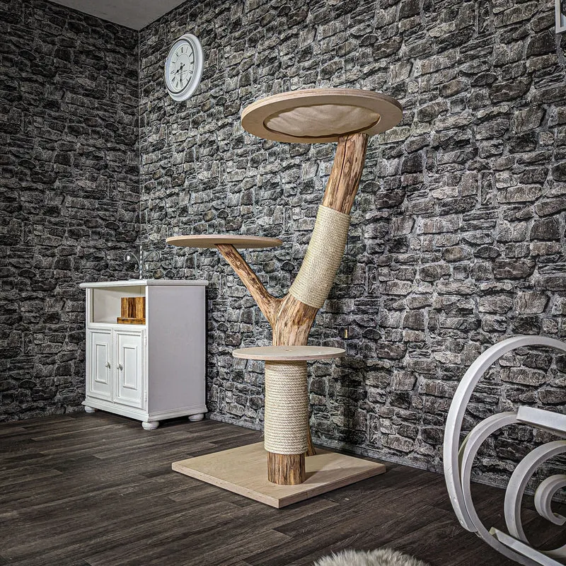 Naturkratzbaum 134 cm hoch Kratzbaum Natur Holz Design 2702 Katzenbaum