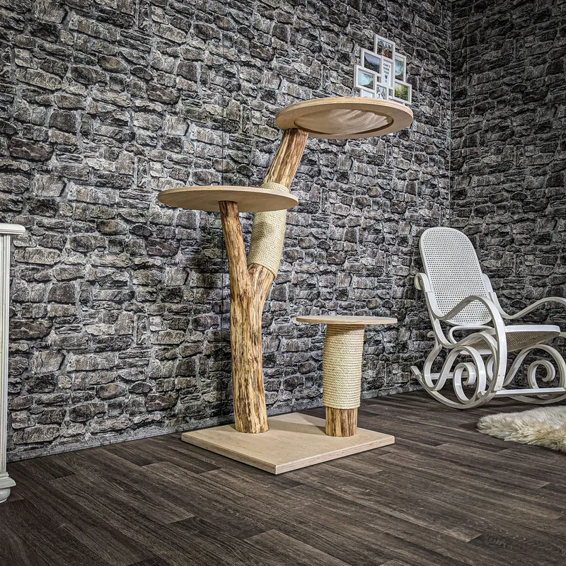 Naturkratzbaum 134 cm hoch Kratzbaum Natur Holz Design 2702 Katzenbaum