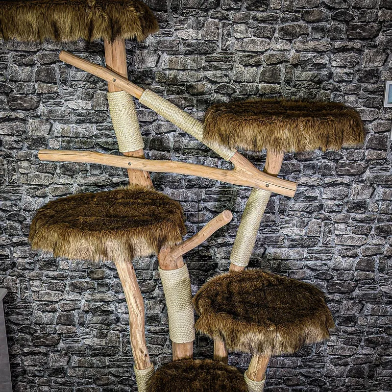 Naturkratzbaum 2701 Kratzbaum Natur Holz Design 215 cm hoch Katzenbaum