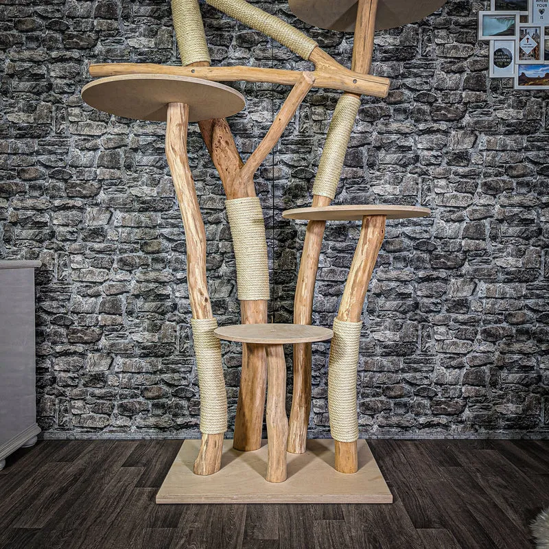 Naturkratzbaum 2701 Kratzbaum Natur Holz Design 215 cm hoch Katzenbaum