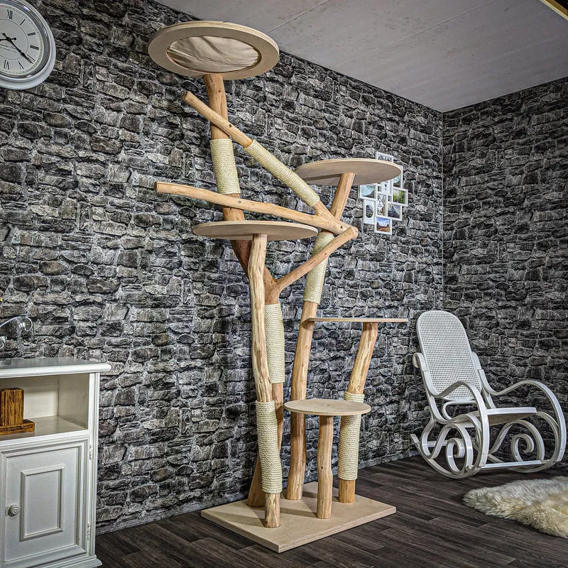 Naturkratzbaum 2701 Kratzbaum Natur Holz Design 215 cm hoch Katzenbaum