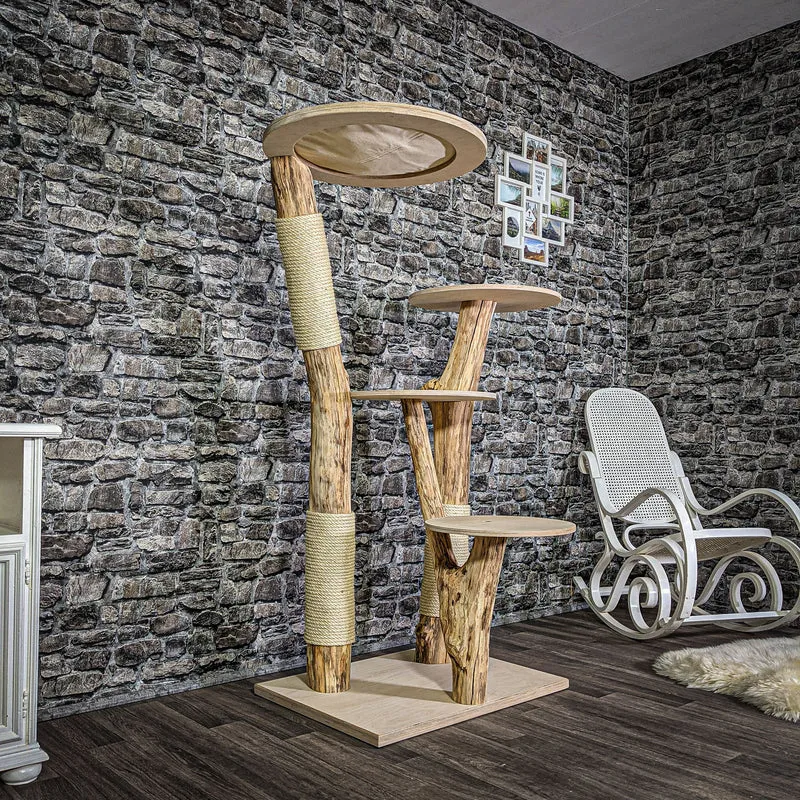 Naturkratzbaum 152 cm hoch Kratzbaum Natur Holz Design 2700 Katzenbaum