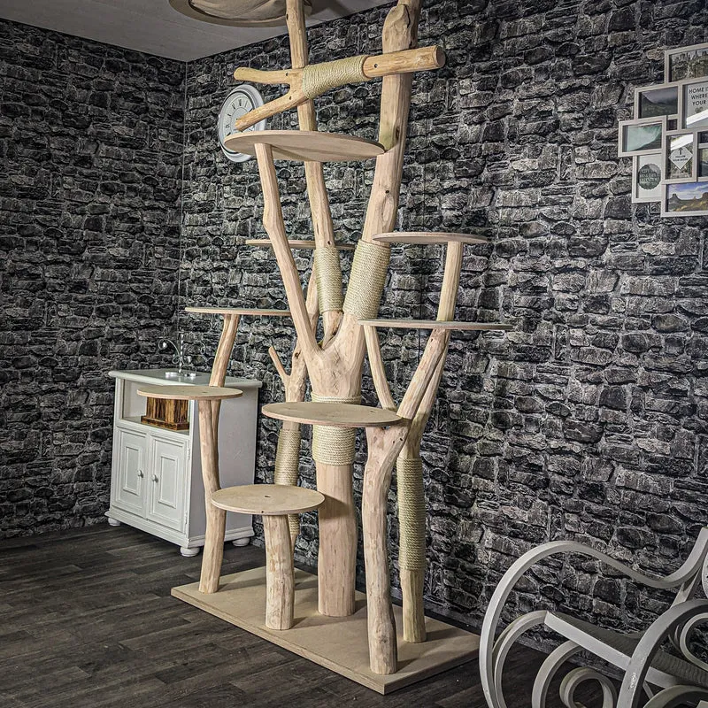 Naturkratzbaum 2698 Kratzbaum Natur Holz Design 245 cm hoch Katzenbaum