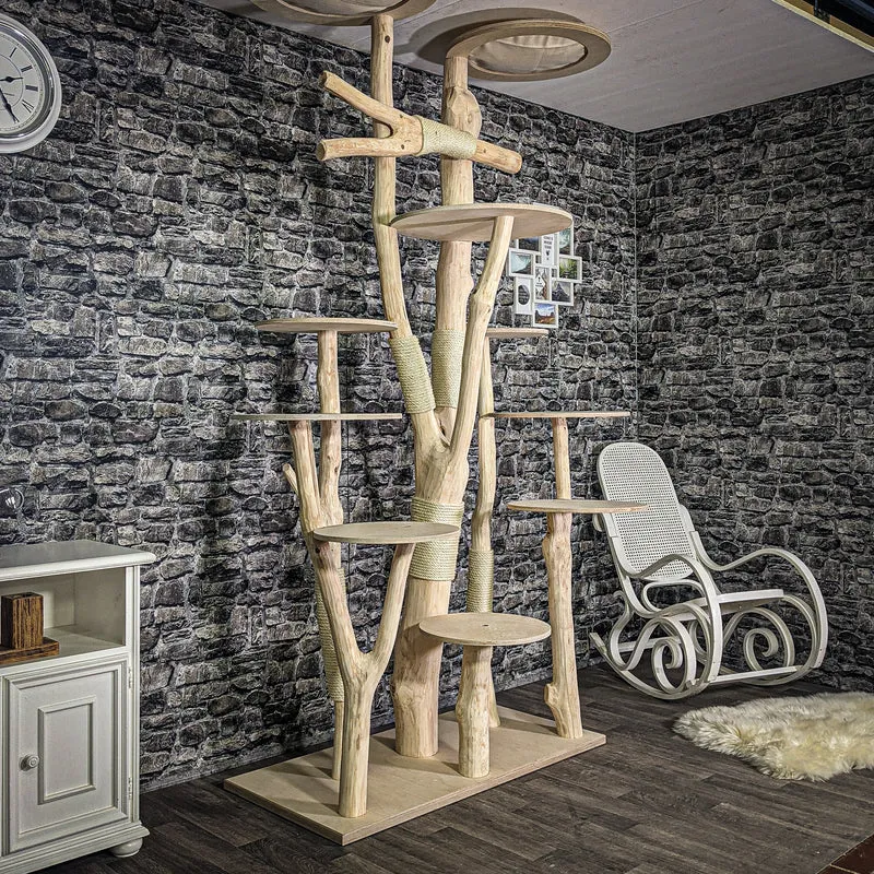 Naturkratzbaum 2698 Kratzbaum Natur Holz Design 245 cm hoch Katzenbaum