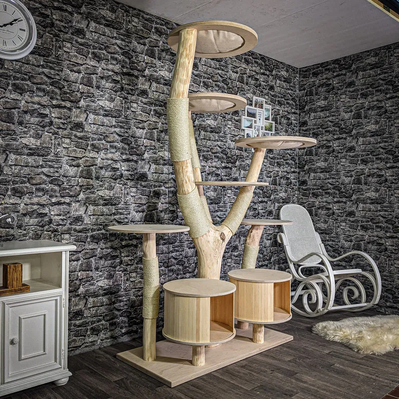 Naturkratzbaum 212 cm hoch Kratzbaum Natur Holz Design 2697 Katzenbaum