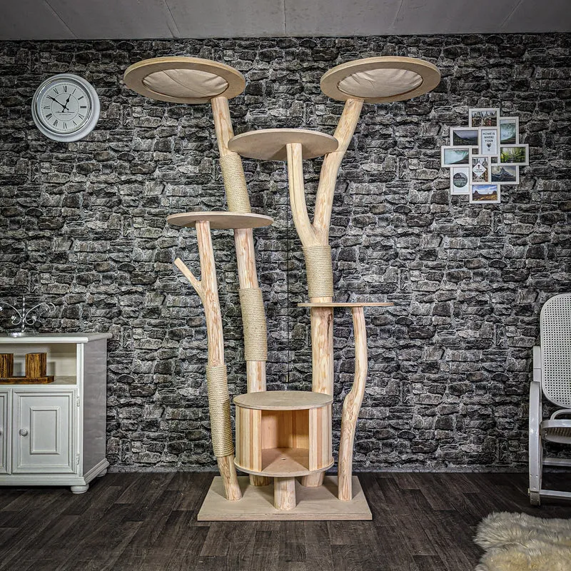 Naturkratzbaum 205 cm hoch Kratzbaum Natur Holz Design 2693 Katzenbaum