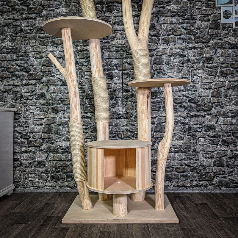 Naturkratzbaum 205 cm hoch Kratzbaum Natur Holz Design 2693 Katzenbaum