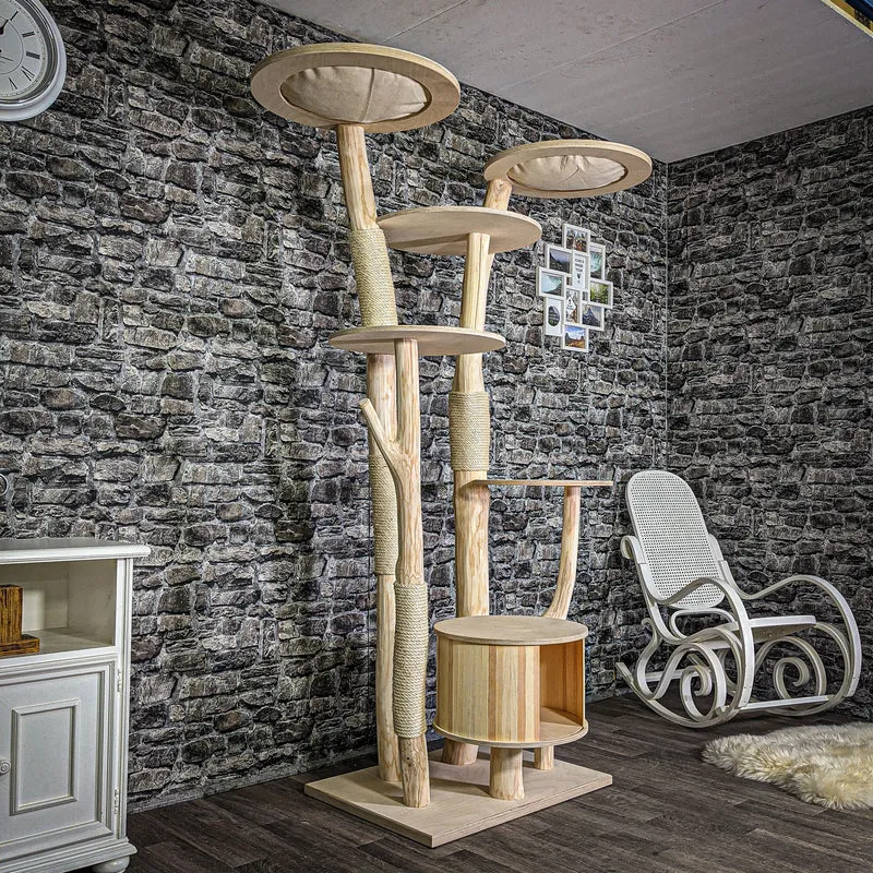 Naturkratzbaum 205 cm hoch Kratzbaum Natur Holz Design 2693 Katzenbaum