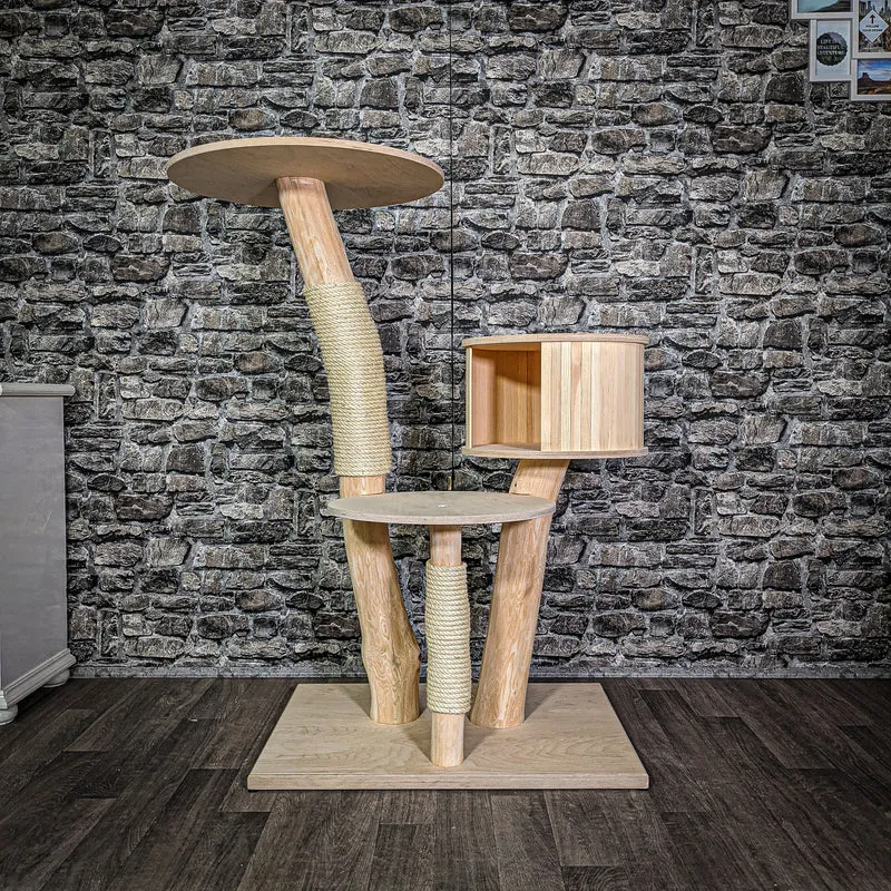 Naturkratzbaum 122 cm hoch Kratzbaum Natur Holz Design 2691 Katzenbaum