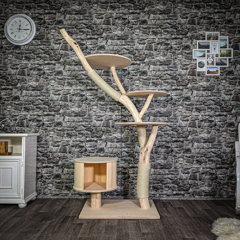 Naturkratzbaum 184 cm hoch Kratzbaum Natur Holz Design 2690 Katzenbaum