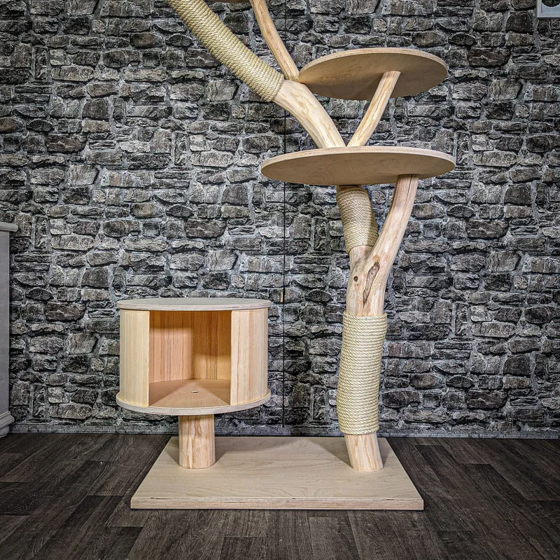 Naturkratzbaum 184 cm hoch Kratzbaum Natur Holz Design 2690 Katzenbaum