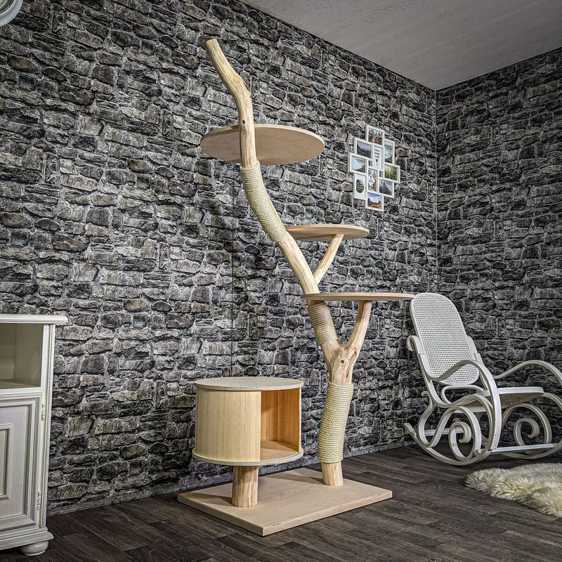 Naturkratzbaum 184 cm hoch Kratzbaum Natur Holz Design 2690 Katzenbaum