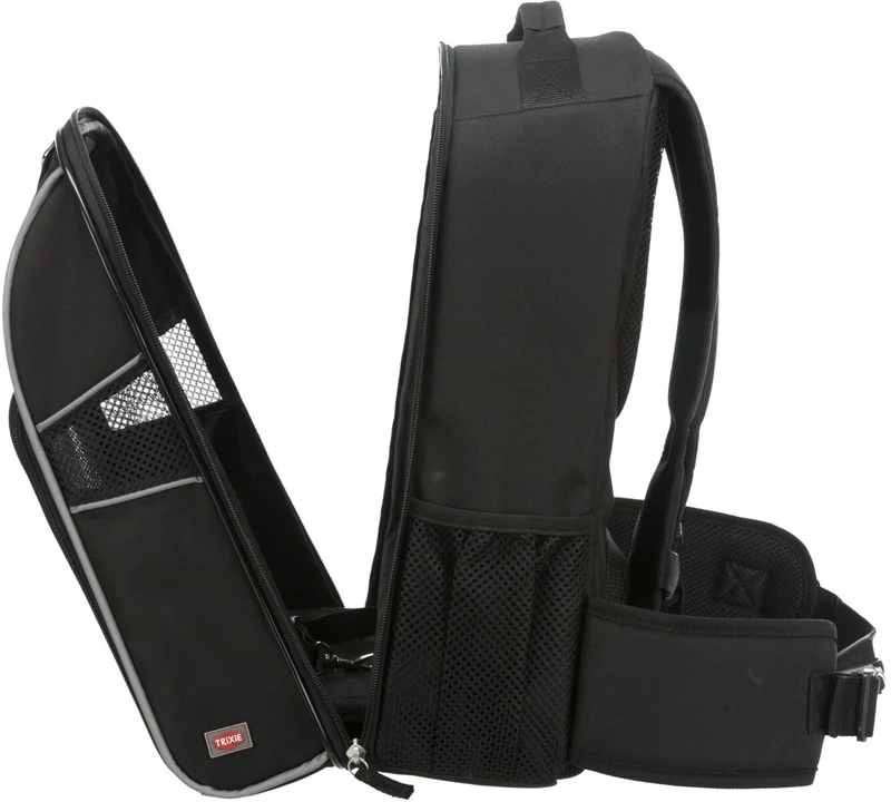 Schwarzer Trekking Hunderucksack William mit gepolsterter Rückseite und breitem Taillengurt