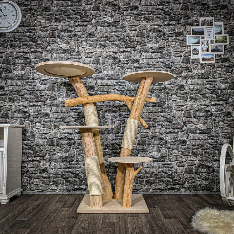 Naturkratzbaum 2323 Kratzbaum Natur Holz Design 132 cm hoch