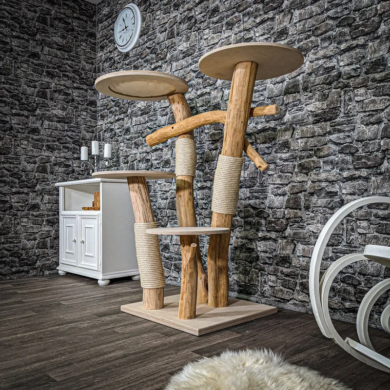 Naturkratzbaum 2323 Kratzbaum Natur Holz Design 132 cm hoch