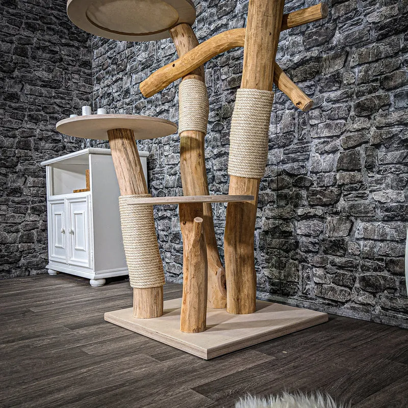 Naturkratzbaum 2323 Kratzbaum Natur Holz Design 132 cm hoch