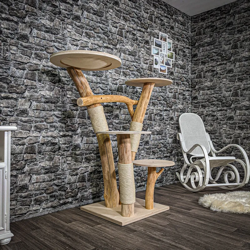 Naturkratzbaum 2323 Kratzbaum Natur Holz Design 132 cm hoch