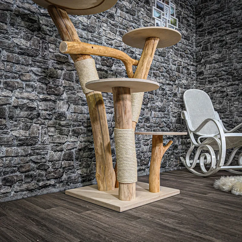 Naturkratzbaum 2323 Kratzbaum Natur Holz Design 132 cm hoch