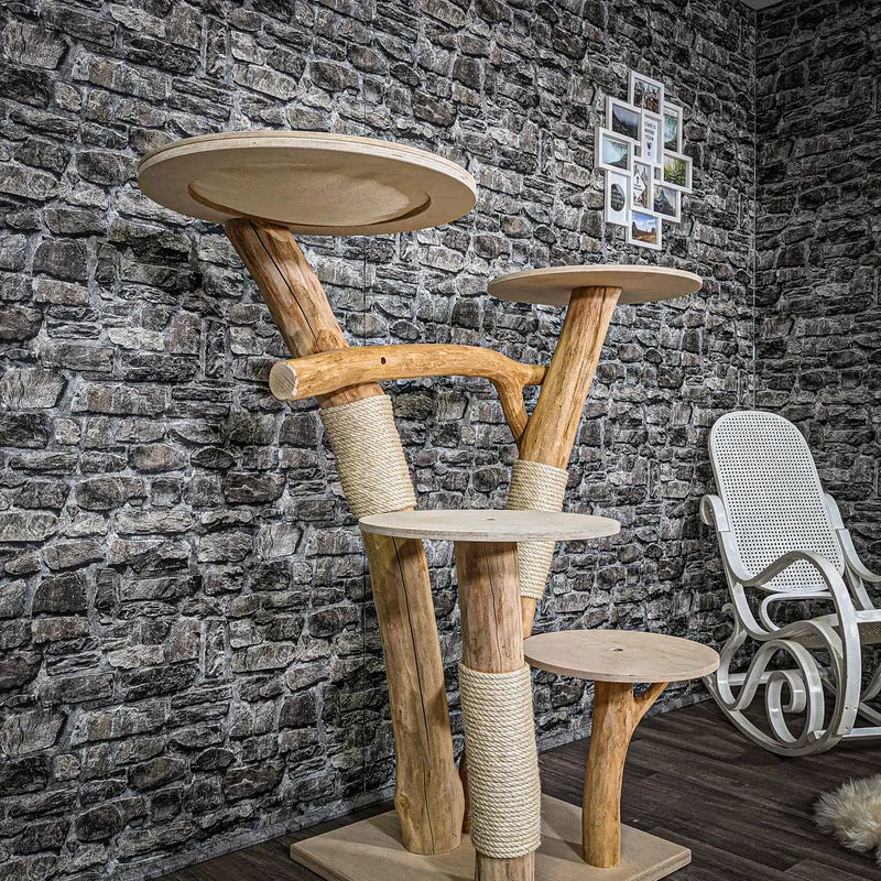 Naturkratzbaum 2323 Kratzbaum Natur Holz Design 132 cm hoch