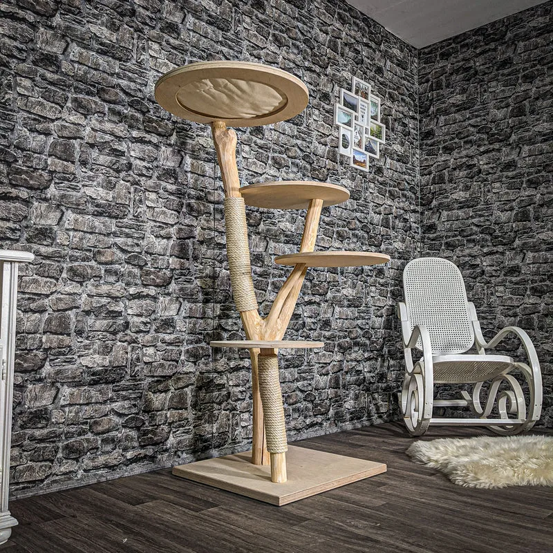 Naturkratzbaum 2555 Kratzbaum Natur Holz Design 145 cm hoch