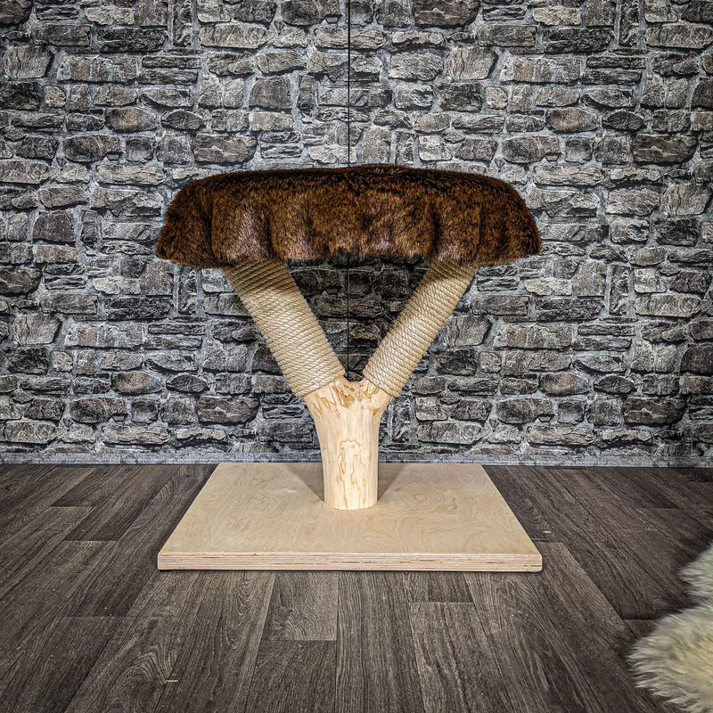 Katzenbett 2534 Liegemulde 63 cm hoch Natur Holz Design Kratzbaum Naturkratzbaum